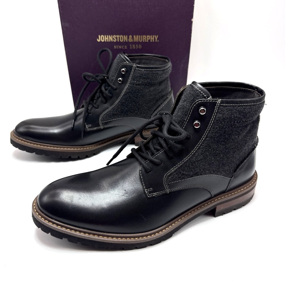 Johnston & Murphy Chadwick Plain Toe Boots Shoes Mens Size 10 M Black